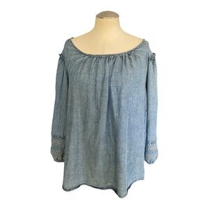 Lyocell Off‑Shoulder Chambray Blouse XL